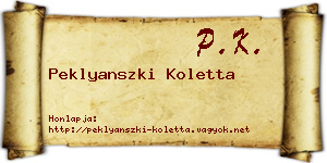 Peklyanszki Koletta névjegykártya